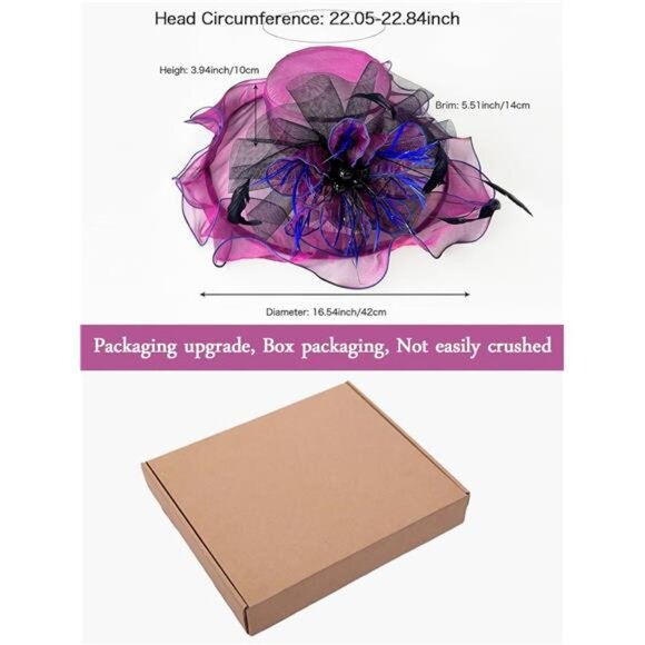 Women Organza Church Tea Party Hats Floral Deep Purple main image 6